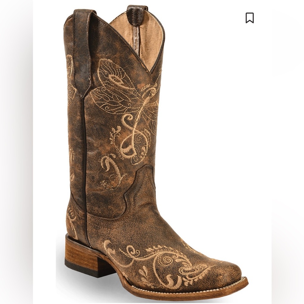 CIRCLE G DRAGONFLY EMBROIDERED WESTERN BOOTS - 6.5